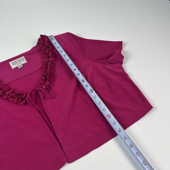 Vintage Julian Taylor Ruffled Shrug Cardigan Top 20W Hot Pink Feminine Open - Picture 7 of 13